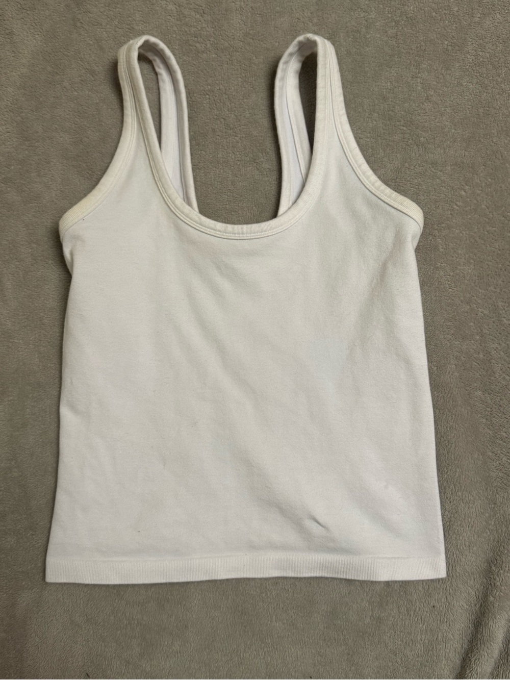 ALO Yoga White Ribbed Tank - Scoop Neck Active Top
